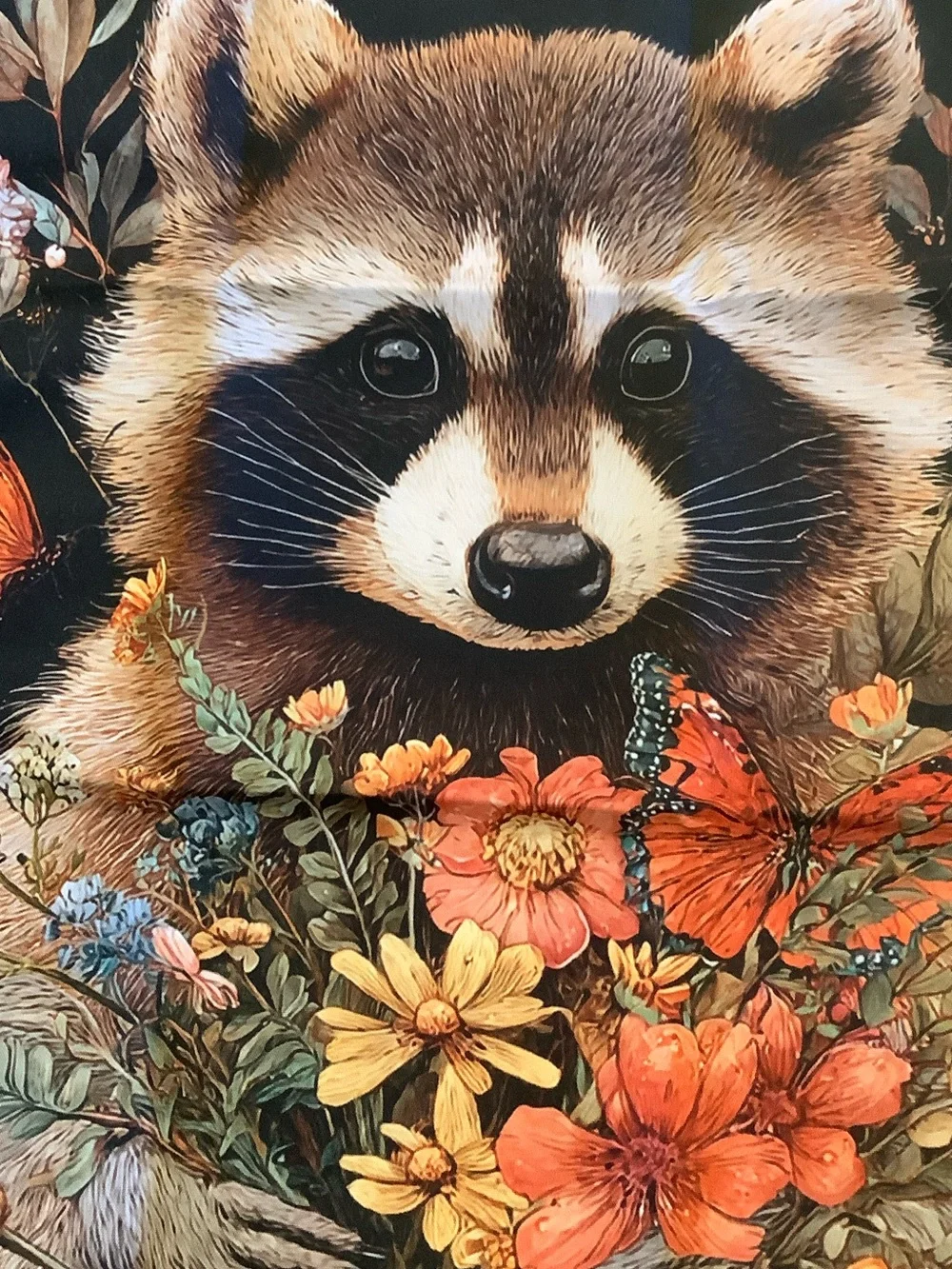 Welcome Raccoon Floral Small Fabric Garden Flag NWT 11.75” x 17.50”